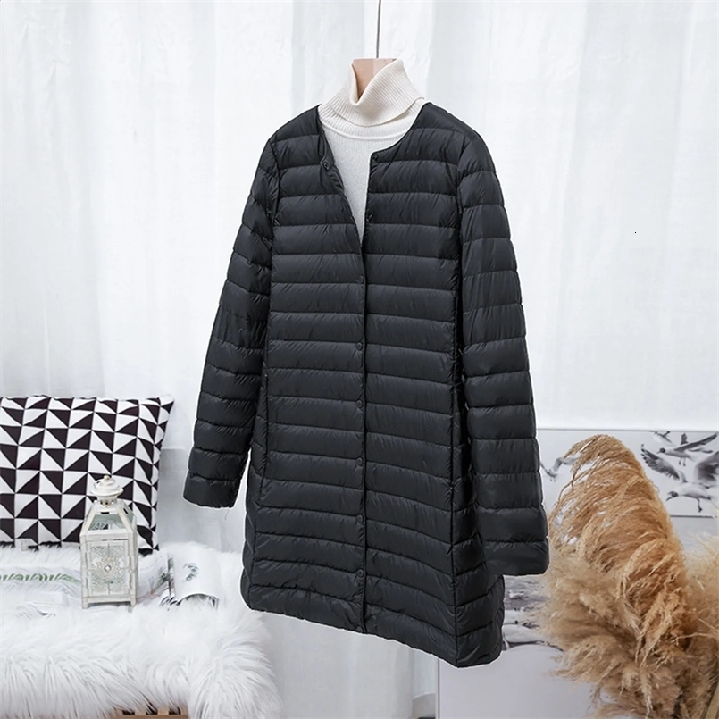 Ultra Light Duck Down Women Long Puffer Jacket Lightweight Warm Female Windbreaker Parka WomenS Down Jackets Plus Coats 241105