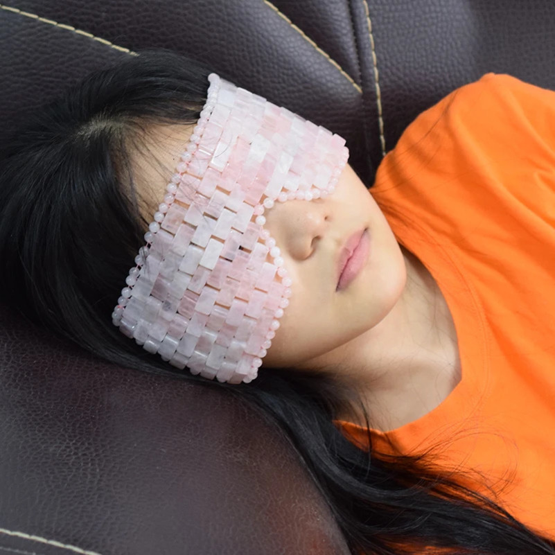Natural stone jade eye mask real rose quartz amethyst blind treatment German sleep shadow cool relaxation health and beauty tool 240520