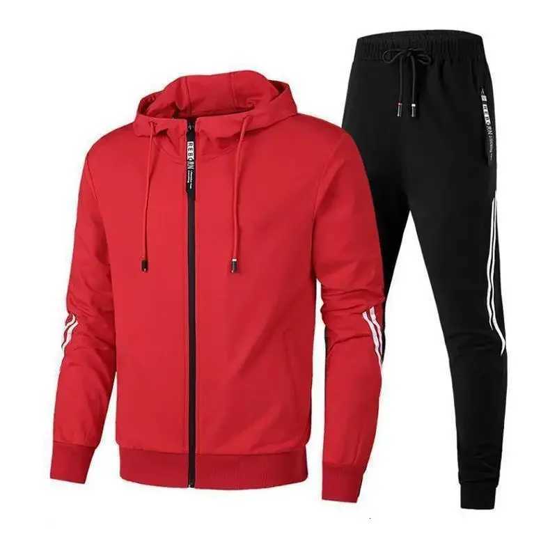 Mens Winter Tracksuit Set Solid Color Hoodies and Drawstring Sweatpants Loose Fit Leisure Sportswear SuitXJ250924