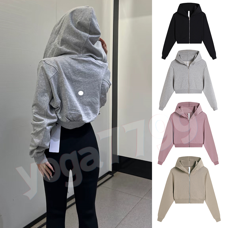 Yoga Hoodies Womens Sweatshirt Oversize Hooded Hoodie Loose Cropped Zipper Jacket Sporty Fashion Short Zip Hooded Coat Casual Cardigan Sweatshirt Fi