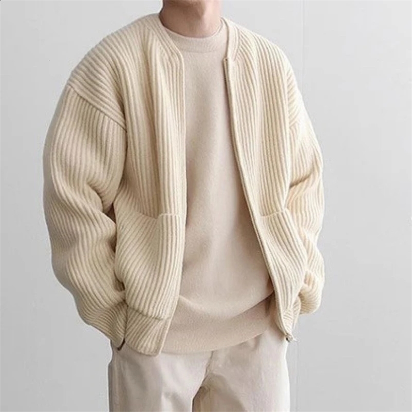 Knit Sweaters For Men Cardigan Mens Autumn Warm Clothing Y2k Vintage Sweater Winter Cotton Warm Man Clothes 240913