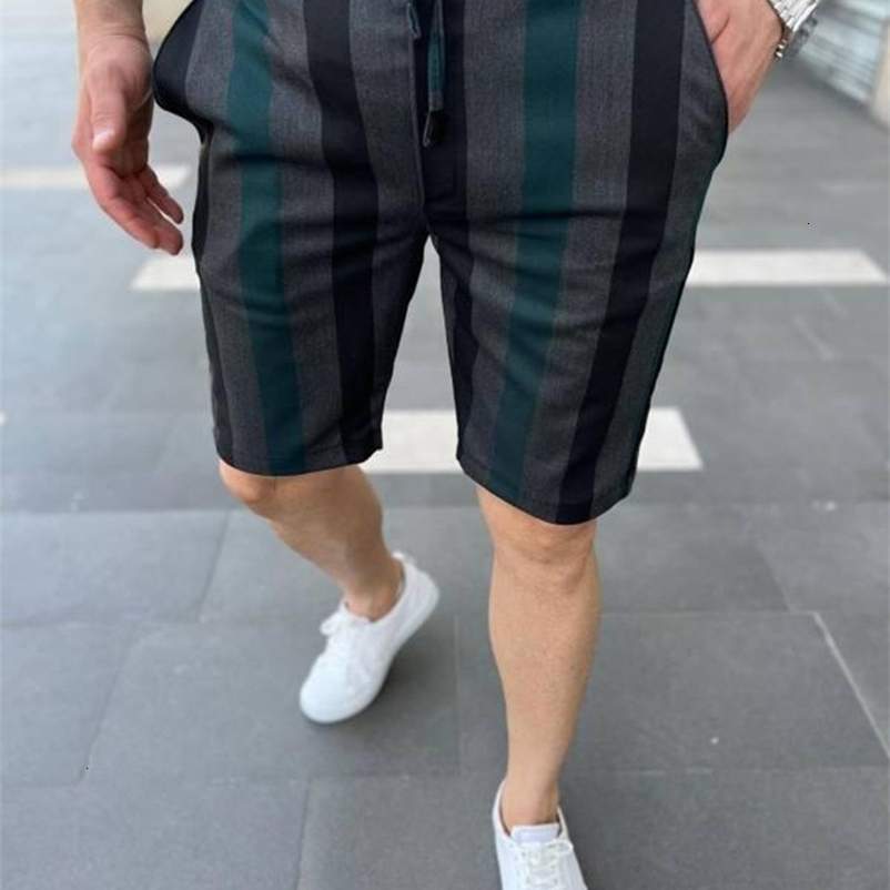 Men's Shorts Men's Casual Stripe Plaid Social Slim Fit Black Zipper Mid Waist Skinny Business Office Work Party Male Summer Stretchy Short