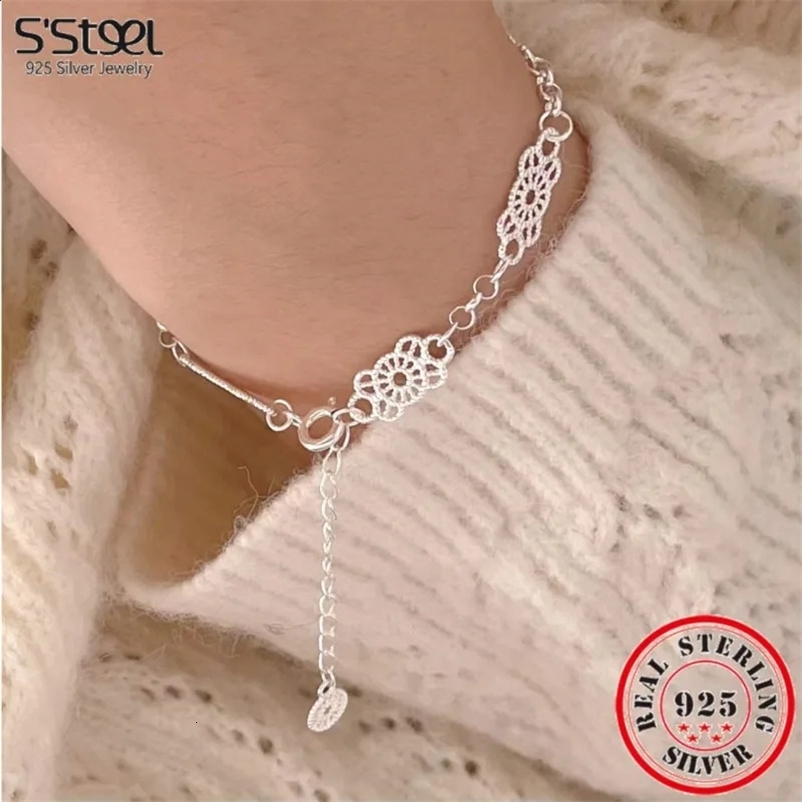 SS TEEL Korean Fashion Trend 925 sterling silver lace bracelet classic and elegant 2024 jewelry240920bj