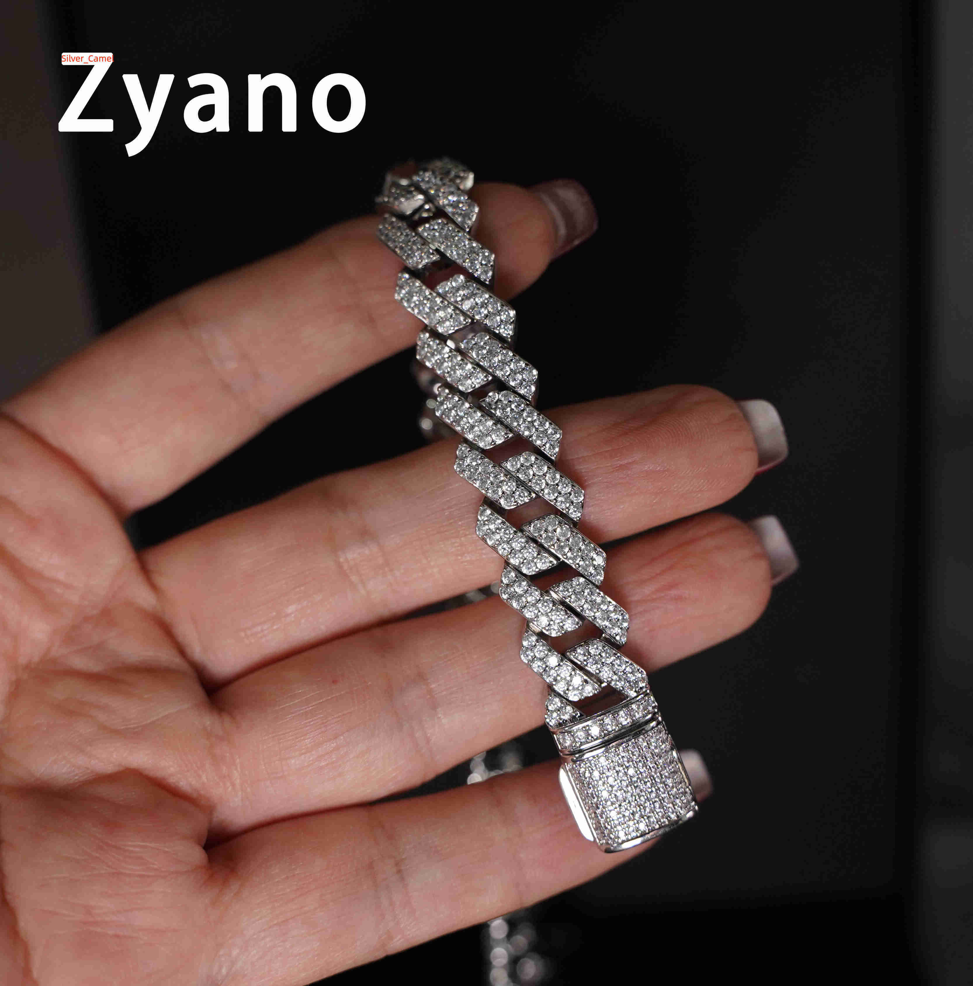 Custom Christmas Cuban Set Luxury Bezel Setting Brass Chain with Moissanite Inlay Engraved Gift Jewelry in Luxury Box