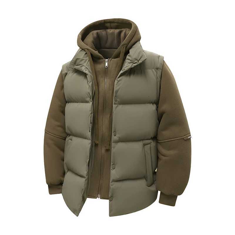 Mens Hooded Padded Jackets Autumn Winter Brand Thick Fake Two Pieces Parkas Outdoor Camping Bread Clothes Men Warm Puffer JacketXJ250924