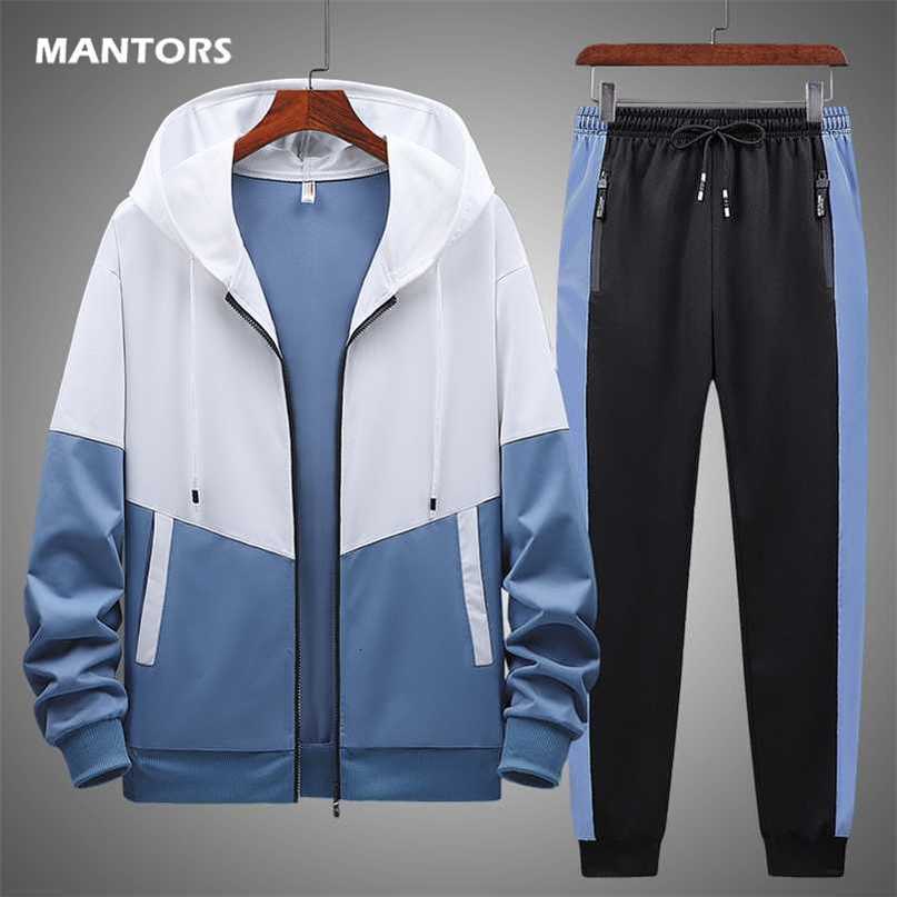 Men Tracksuit Two Pieces Set Spring Autumn Men's Set Hooded Sweatshirt+Pants Fashion Hoodie Sportswear Suit Mens Clothing 211109