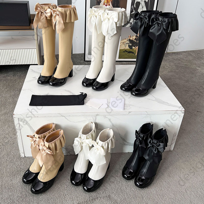 Nouveau style Bottes hautes Bottes d'hiver Bottes d'hiver en soie Boot Round Botes Bottes de la cheville Bottes de mode réelles pour femmes Chaus