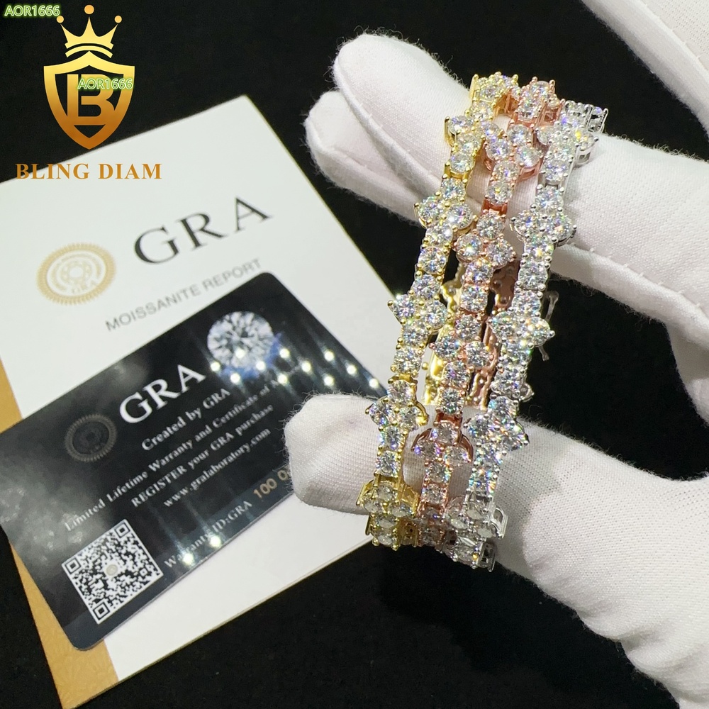 Pass Diamond Tester High Quality Vvs Moissanite Iced Out 925 Sterling Silver Moissanite Cross BraceletBracelet