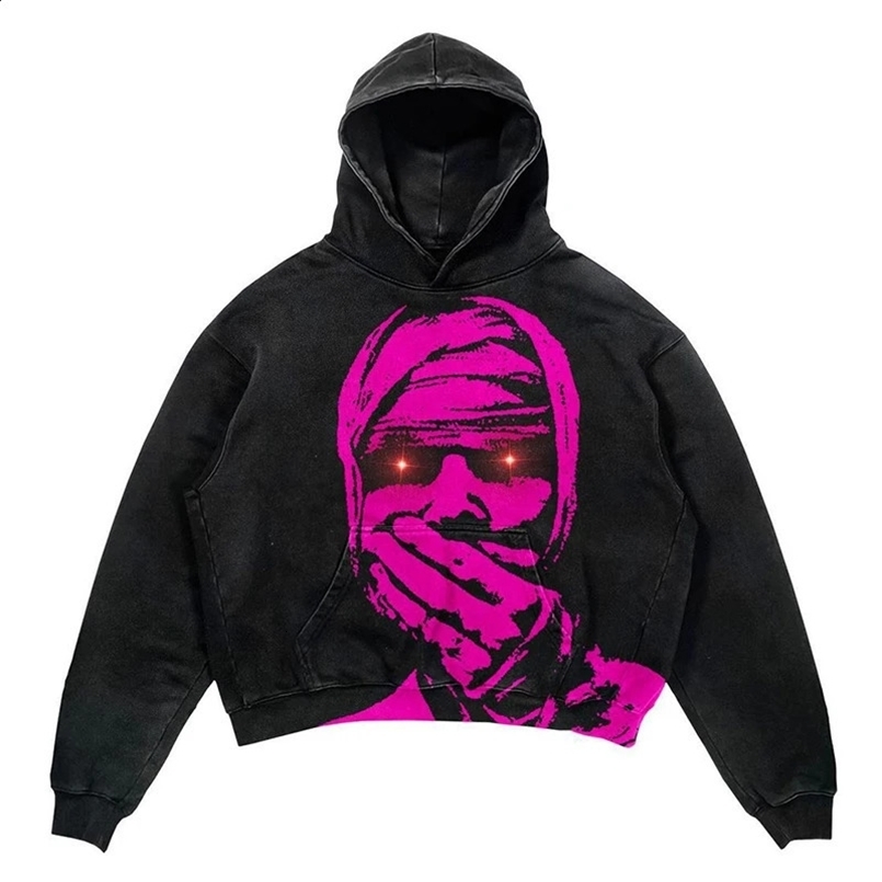 Printed hoodie Harajuku style streetwear y2k three-dimensional printing fashion gothic style long-sleeved trendy loose pullover 240801