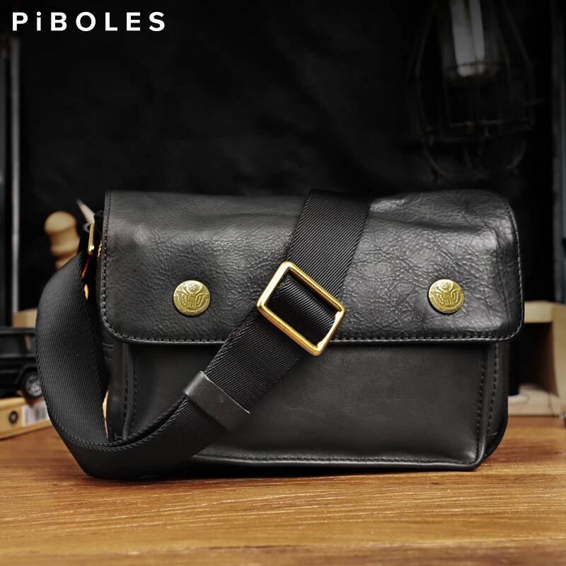 Genuine Leather Men's Chest Outdoor Sport Crossbody Shoulder Male Portable Storage Messenger Bag For Travel