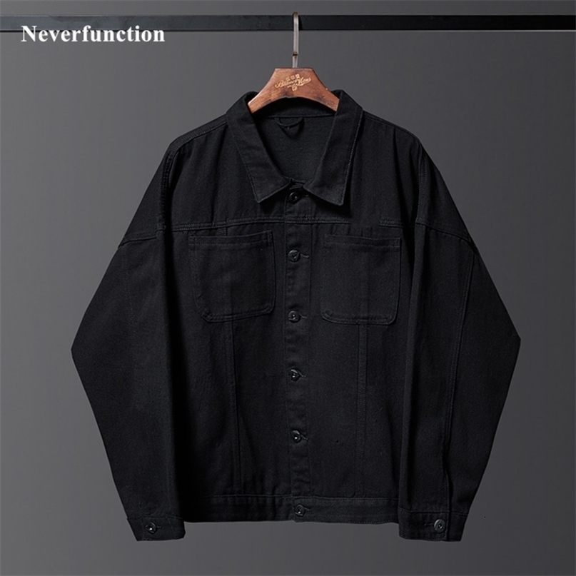 Autumn Men Streetwear black motorcycle Jeans Jackets male Cotton Casual Loose Denim Jacket Outerwear Plus Size 8XL 210818