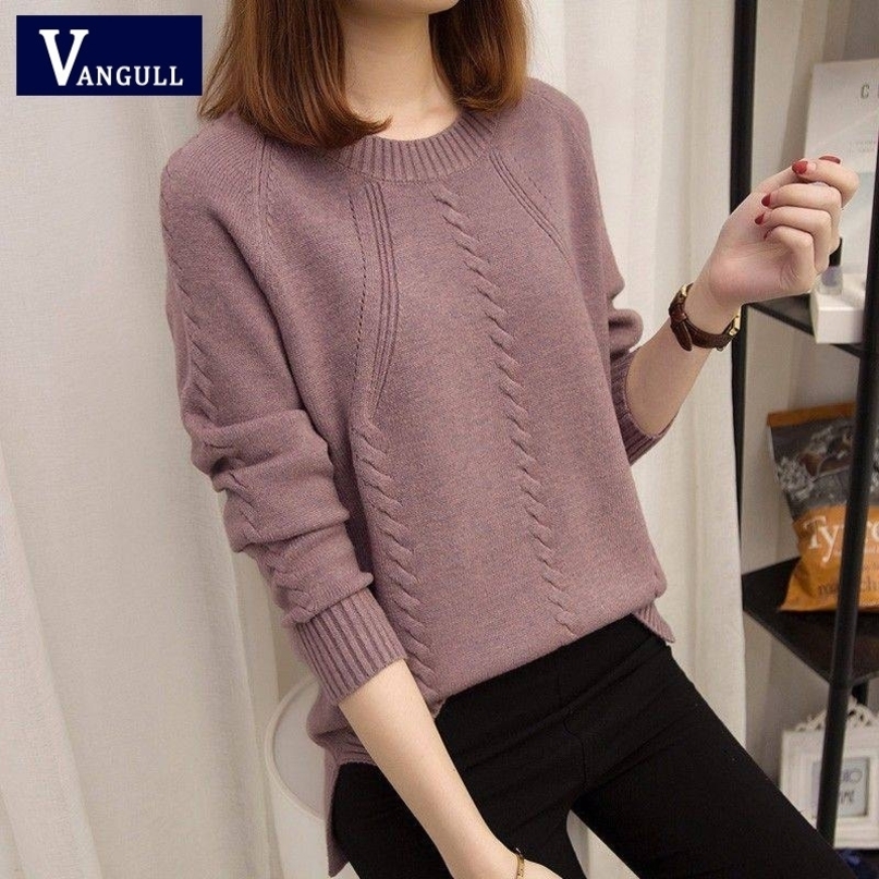 VANGULL Pullover women's sweaters autumn winter O-neck long-sleeved short paragraph bottoming shirt women's version of the loose 201023