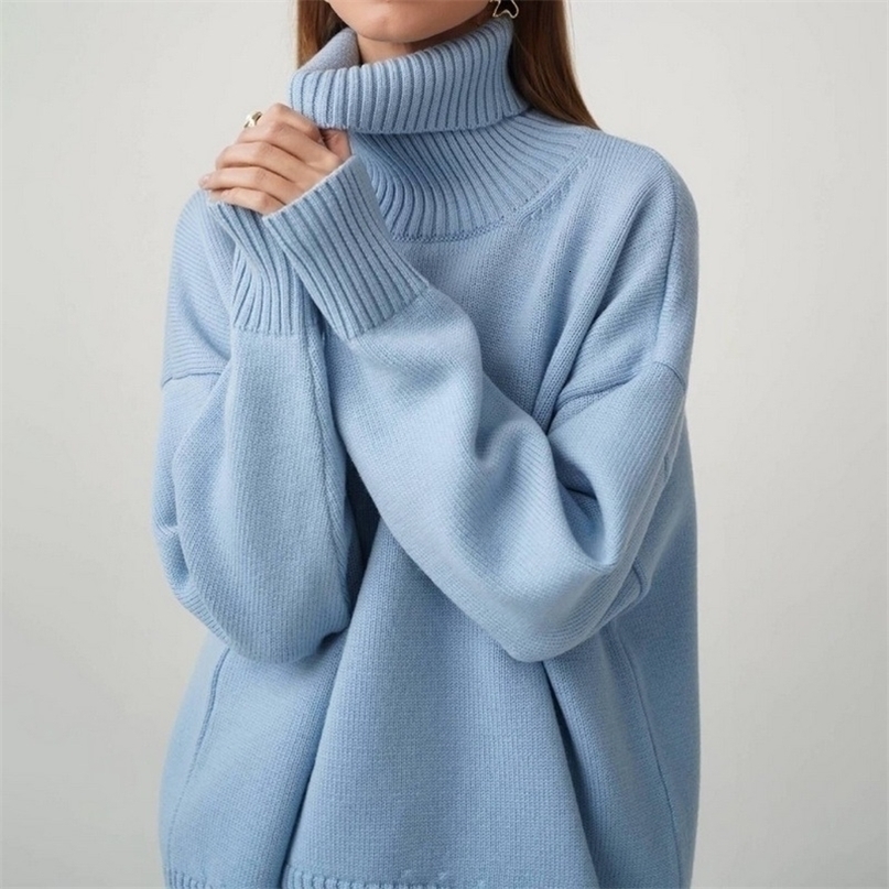 Womens Sweaters Winter Turtleneck Sweater Warm Pullover Elegant Top Loose Casual Heaps Collar 220923