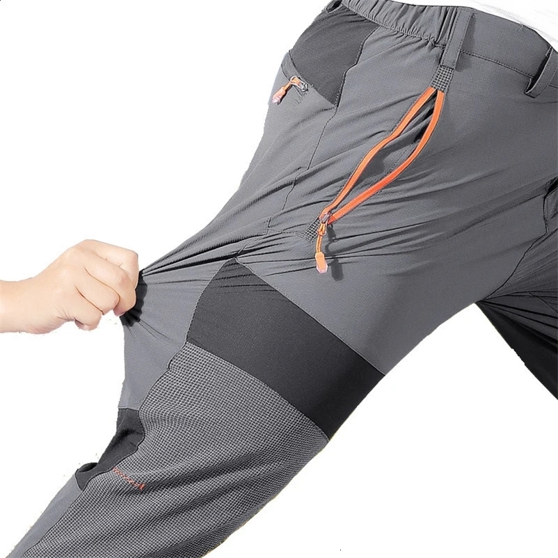 Mens mountaineering outdoor pants with four-sided elastic quick drying pants light and thin summer elastic breathable quick dr 240809
