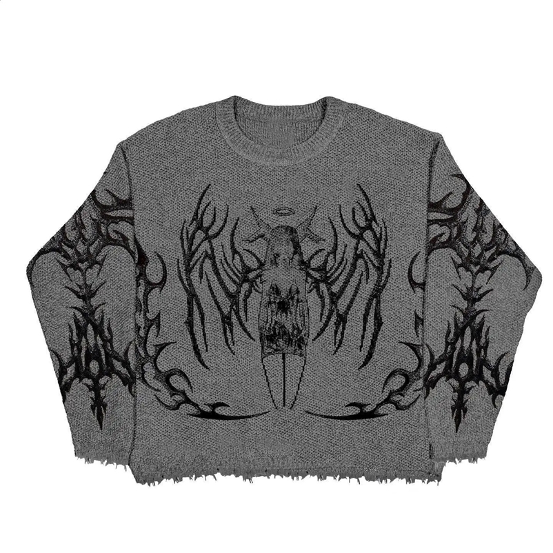 Autumn/Winter Mens and Womens Hip Hop Hoodies Knitted Sweaters Retro Street Top Y2k Harajuku Fashion Trendy Clothing 240913