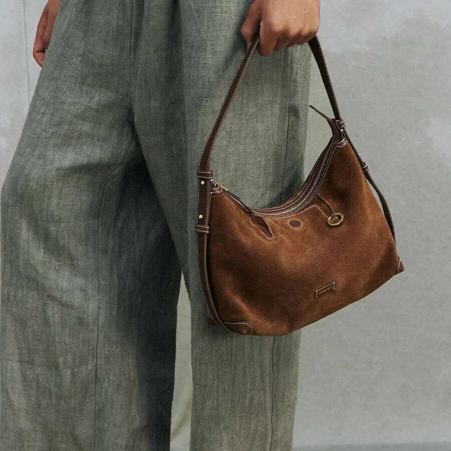 Suede Underarm Commuter Shoulder Genuine Niche Dumpling Bag Women's Autumn Winter Soft Breathable Leather Large Capacity Suotong2509