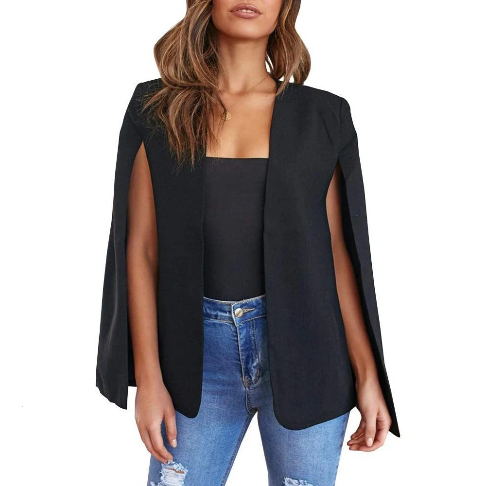 Spring and autumn leaderless n cape suit jacket office casual loose top collar open sleeve womens 250922