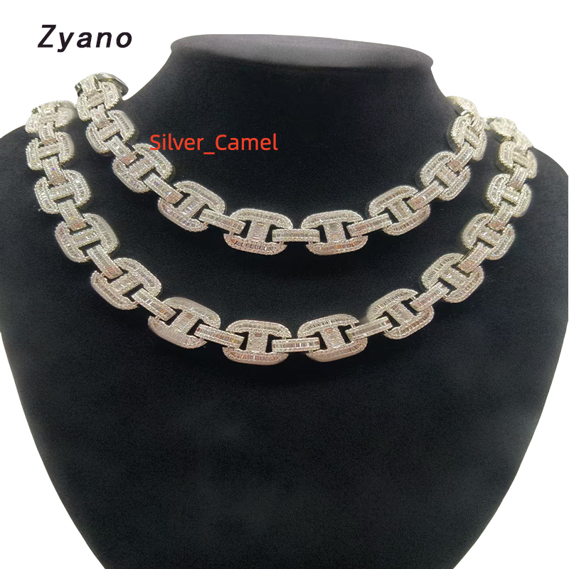 OEMODM Custom Cuban Link Necklace Gold Plated Hip Hop Rock Style Chains Moissanite Main for Gift Free 3D Design Sample Service