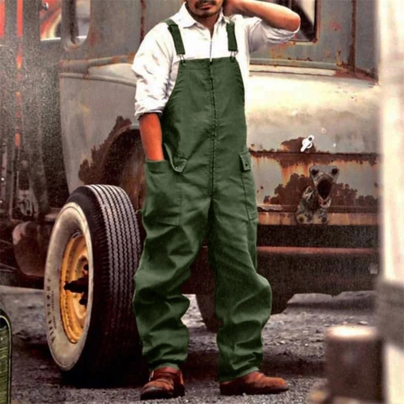 Mens Y2k Overalls Summer Loose Large Size Casual Solid Color High Quality Jumpsuit Large Size Multi-Pocket Overalls Men Clothing 240716