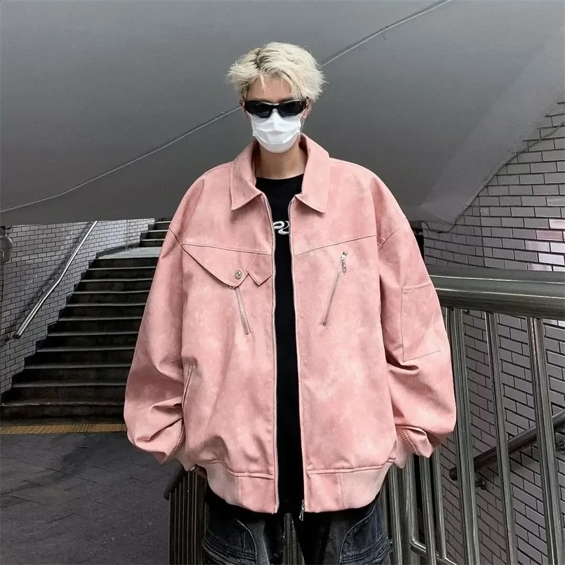 Trendy Vintage Chamois Leather Jacket Men Womens Loose-fit American Style Aviation Jacket For High Street Fashion 240829