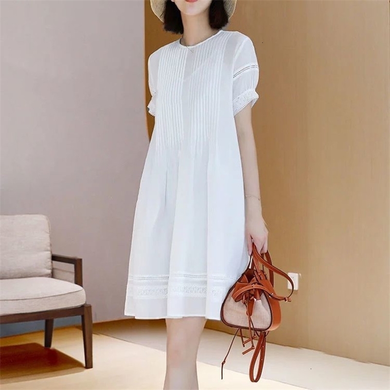 Casual Dresses Women's Summer Dress Elegant White Cotton Dress Casual Sexy Mini Dress Solid Oversized Fashion Women's Dress 230407