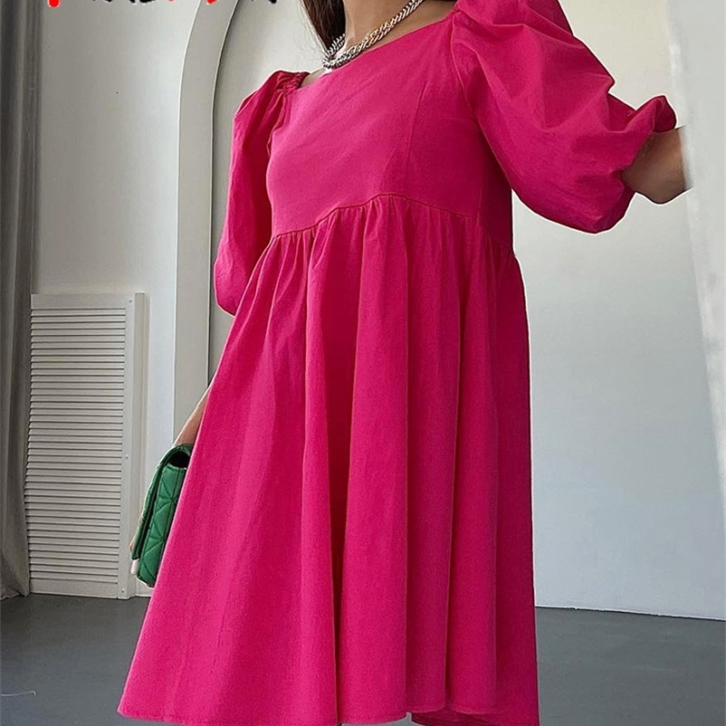 Casual Dresses Women's Summer Dress White Elegant 100% Cotton Casual Dresses Short Sleeve Ruffle A-line Mini Green Dress for Women Hit 230425