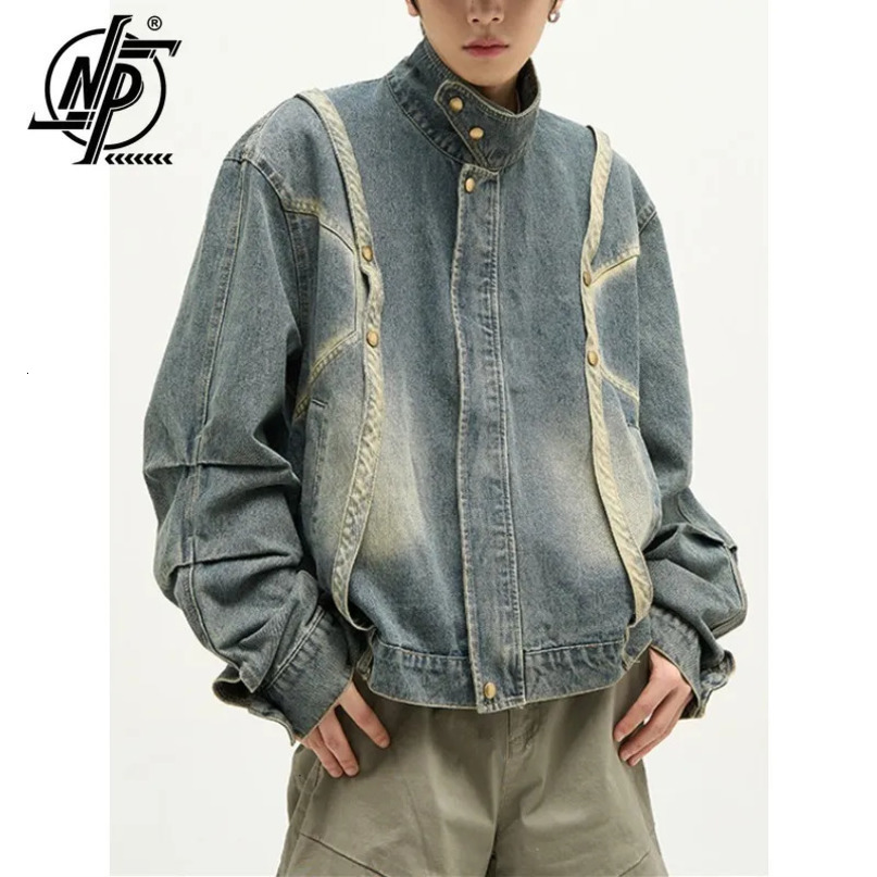 Mens Jackets American Vintage Denim Jacket Men Women Loose Harajuku Bomber Outwear Couple Autumn Patchwork Casual Baseball Coat 231018