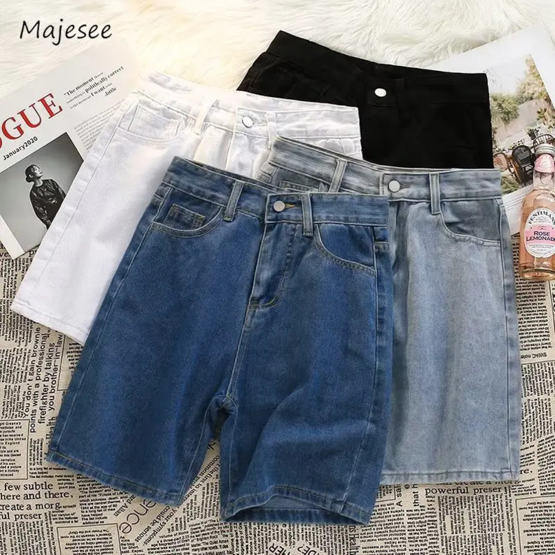 Denim Shorts Men Summer 4 Color Cool Simple Daily S4XL Korean Style Teenagers Versatile Chic Solid Washed Baggy Vitality Outer 240416