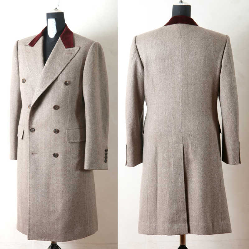 Business Customized One Piece Men Coat Shawl Lapel Double Breasted Jacket Blazer Winter Thick Long Overcoat