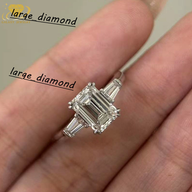 Custom Jewelry Emerald Cut Three Lives Stone Desight Lab Grown Diamond Ring Luxury Gold Rings With IGI Certificate