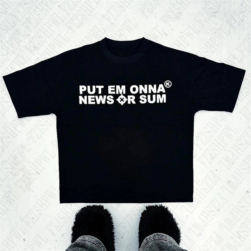 Retro American style hip-hop casual mens T-shirt punk rock unisex loose streetwear Harajuku Y2K letter print cotton O-neck tops 240823