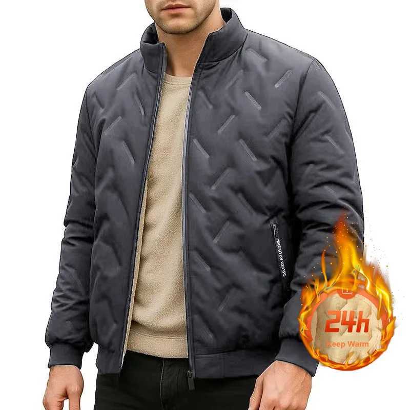 Mens Outdoor Warm Jacket Stand Collar Zipper Windproof Coats Athletic Thick Fleece Winter Casual Solid Color Male StreetwearXJ250924