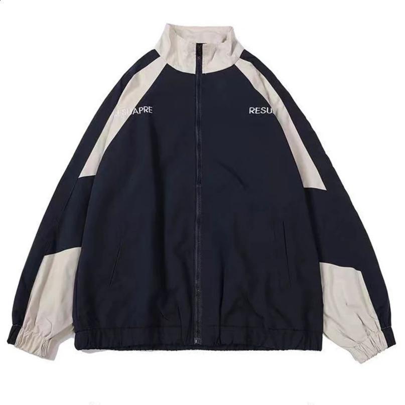 Hip hop school team jacket mens high street patch work color black windproof womens spring and autumn thin fashion college 240808