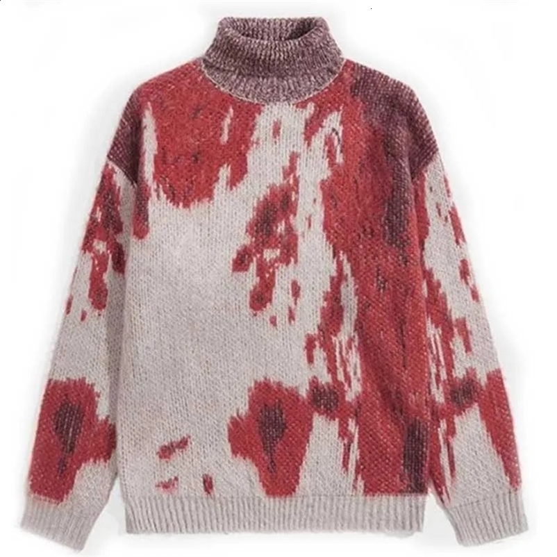 BIG PROMOTION Y2K European and American Style Autumn and Winter Mens Gradual Graffiti Round Neck Loose Trendy High Neck Sweater 240913