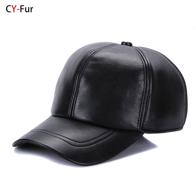2024 Street Hip Hop Hat Leather Hat Fashion Adult Leather Hat Mens Warm Leather Baseball Hat Mens Outdoor Windproof Hat241204bj