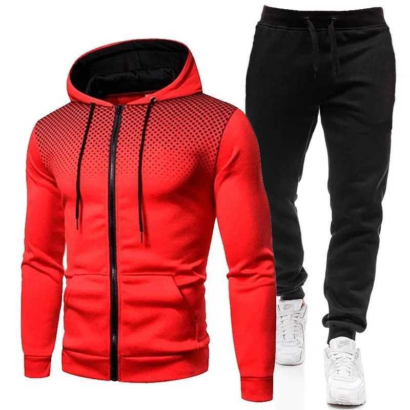 2023 Autumn and Winter New European and American Solid Color Fleece Sweater Pants Mens Casual Zipper Sports Hat SetXJ250924