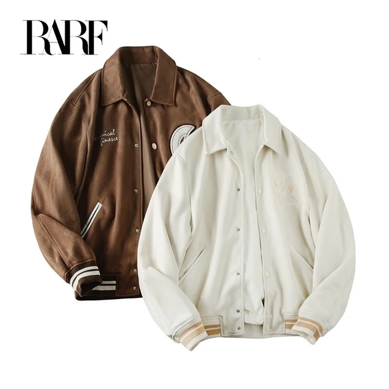 RARF Mens American vintage suede baseball clothing jacket coat mens top 240513