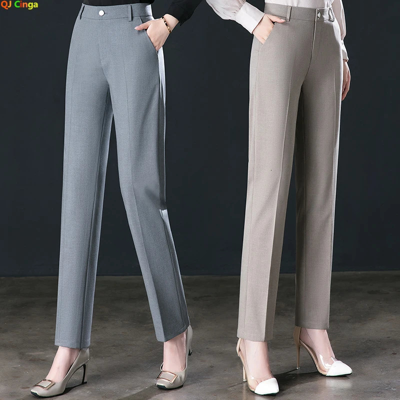 Autumn Womens Suit Pants Black Gray Khaki Pantalones Spring Female Slim Trousers Asian Size 26 27 28 29 30 31 32 33 250922