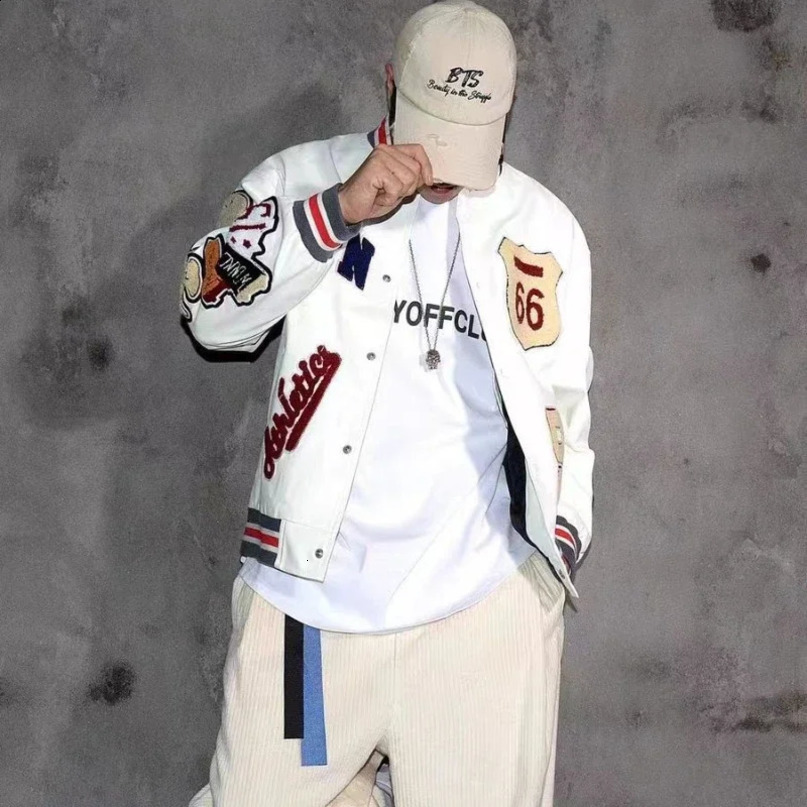 Mens autumn multi letter embroidered baseball uniform retro leather jacket spring mens fashionable casual highquality clothing 240903