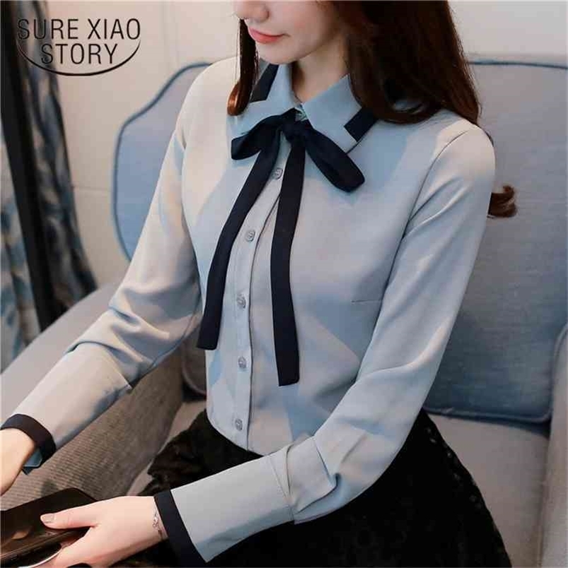 fashion woman blouses spring long sleeve women shirts office work wear Chiffon shirt female white tops D481 30 210506