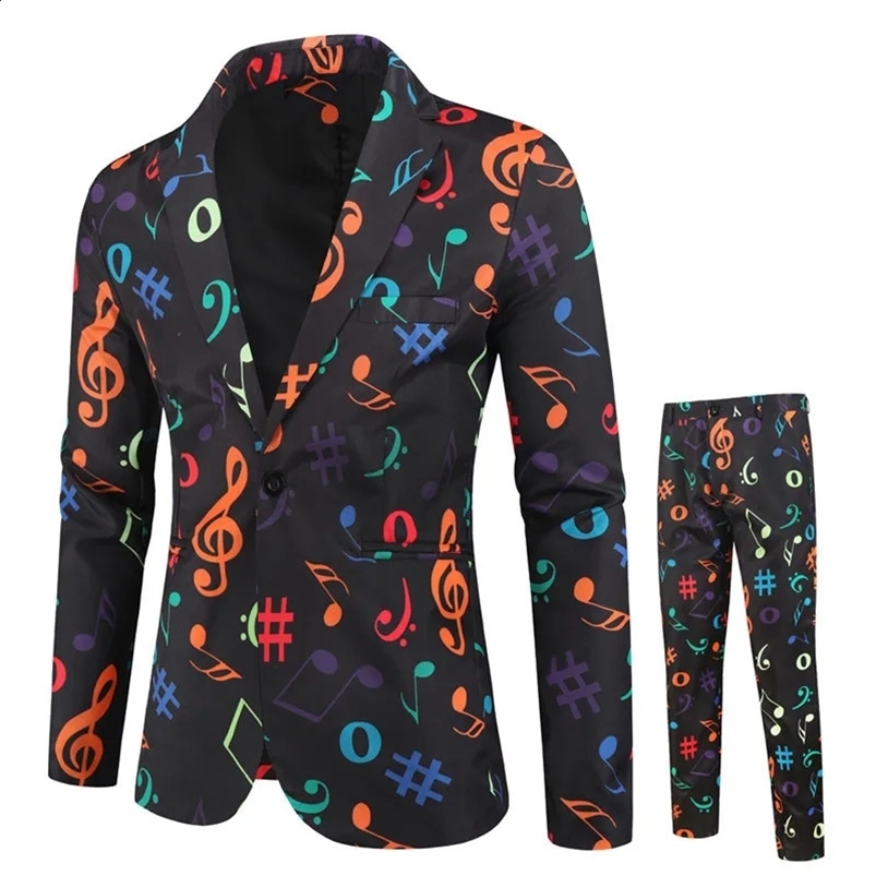 Red Printed Two-piece Mens Christmas Suit Jacket Pants Stylish Male Blazer Coat with Trousers Black Green Blue S-4XL 250224