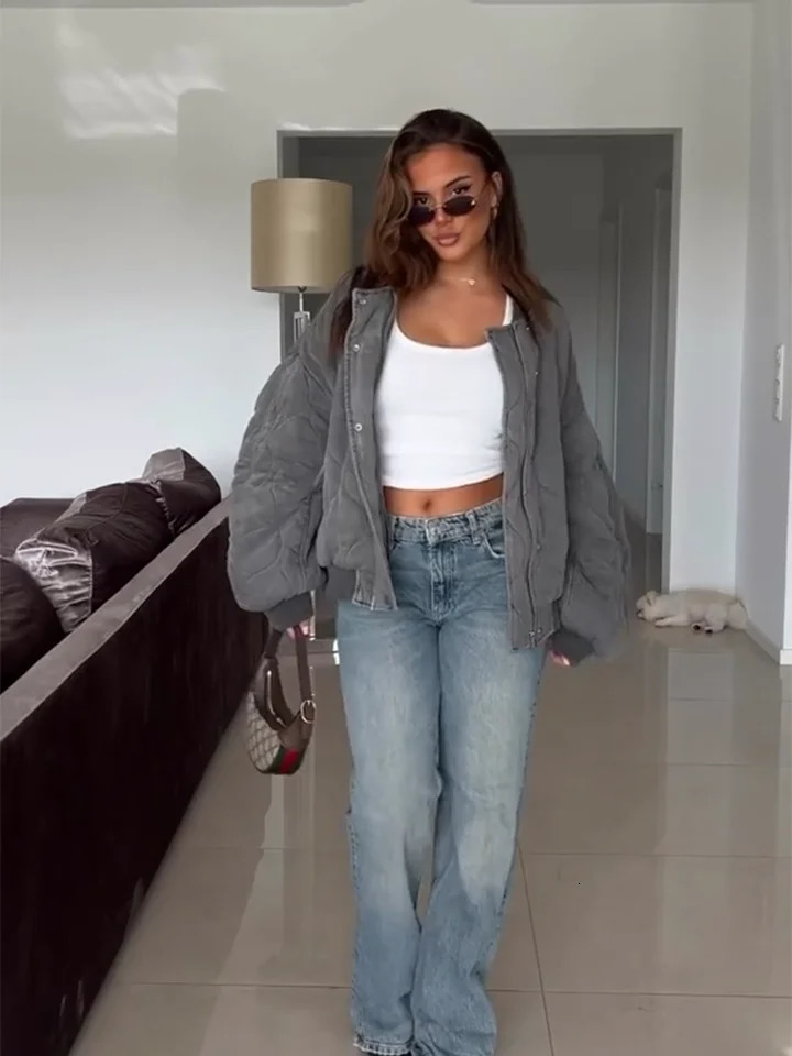 SIYANG Women Elegant Solid Bomber Jacket Coat Womens LongSleeved Loose Casual Outwear Female Streetwear 250922