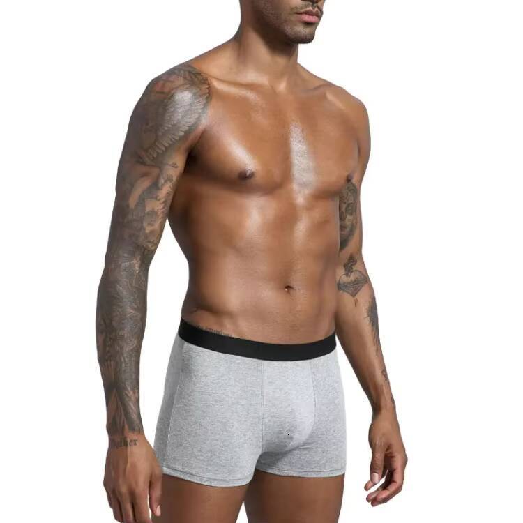 Custom Comfortable Mens Underwear Solid Long Boxers Brief 100 Cotton Mens Shorts Plus Size Seamless Mens Underwear