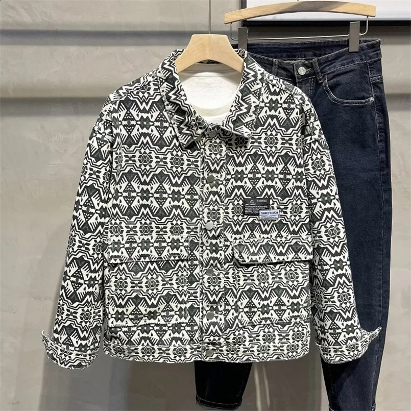 Trendy Denim Jacket For Men Spring Autumn Vintage Work Clothes Hong Kong Style Cool Couple Top Clothing Thin Regular Loose Fit 240830