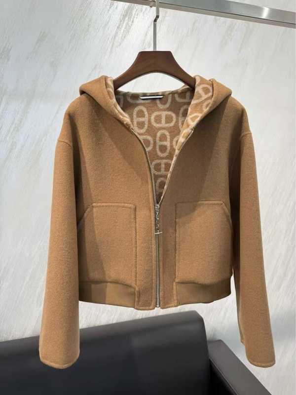Women's Jackets designer Cropped Wool Coats 2025 Winter New H Brand Double-Sided Cashmere Zipper Short Pig Nose Simple Elegant Wool Coat for Wo