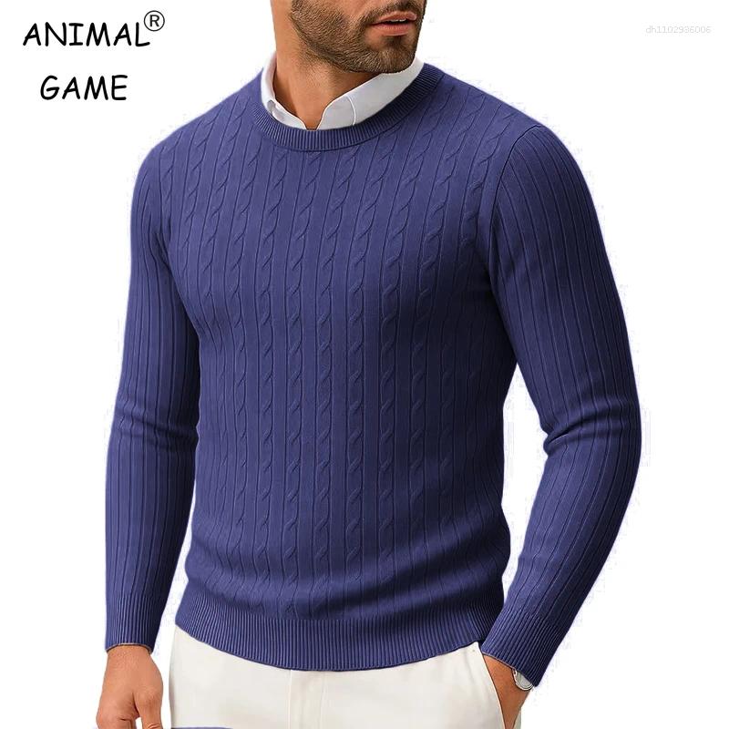 Men's Sweaters Crewneck Knit Sweater Slim Fit Lightweight Casual Twist Patterned Cable Knitted Pullover Long Sleeve Outwear