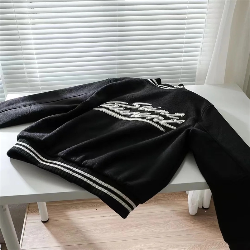 Baseball uniform leather jacket wool jacket mens and womens short jacket fashionable couple same style 240927