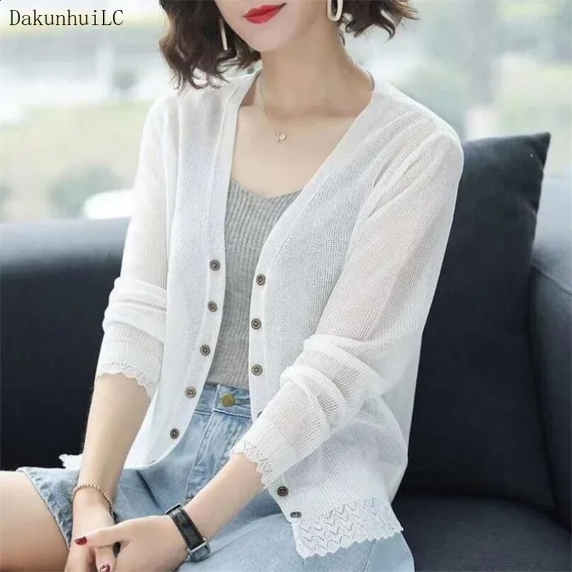 Autumn Summer Cardigan Women Hollow Out Shawl Knitted Sweater Female Cardigans Women Thin Jacket Coat Ladies Tops 240724