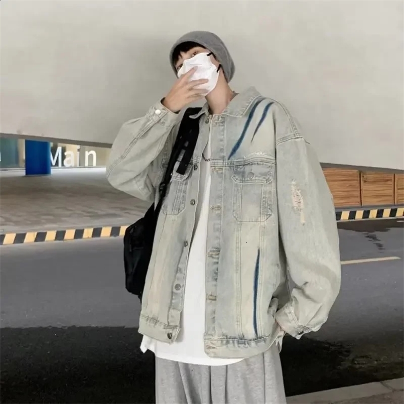 Spring Denim Jacket Vintage Style Loose Fit Casual Versatile Weather-ready Thin Jacket For Men Women 240830