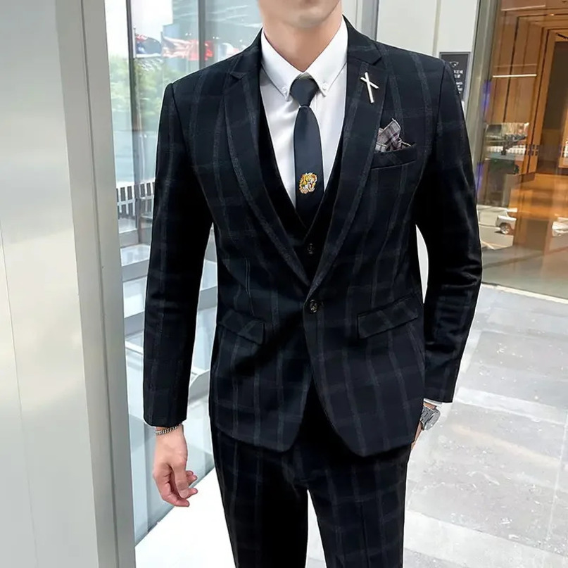 Boutique 5XLBlazer Vest Trousers Mens Elegant Fashion Business A Variety of Gentlemen Casual Formal Suit Threepiece 240412
